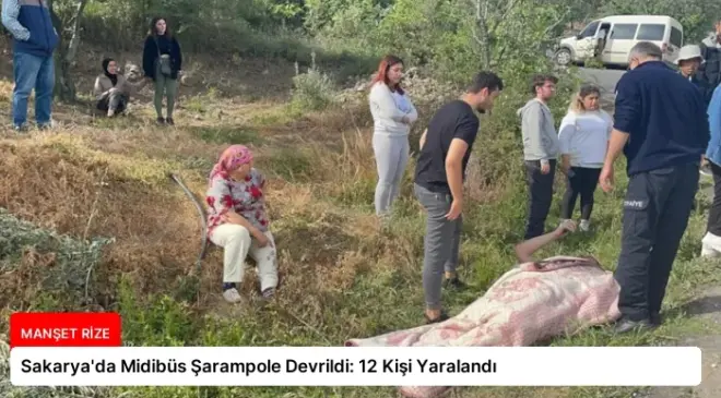Sakarya’da Midibüs Şarampole Devrildi: 12 Kişi Yaralandı