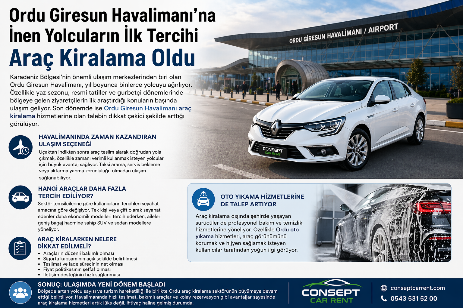 Ordu Giresun Havalimanı’na İnen Yolcuların İlk Tercihi Araç Kiralama Oldu